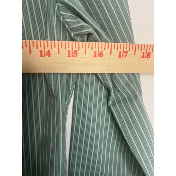 Worthington Women Top SP White Green Striped Button Front Long Sleeve Shirt - Picture 6 of 6